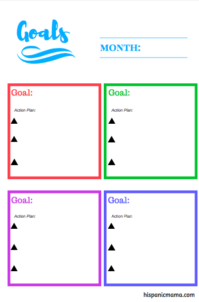 setting goals bilingual printable