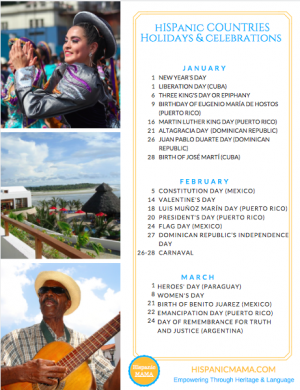 hispanic countries calendar 2017